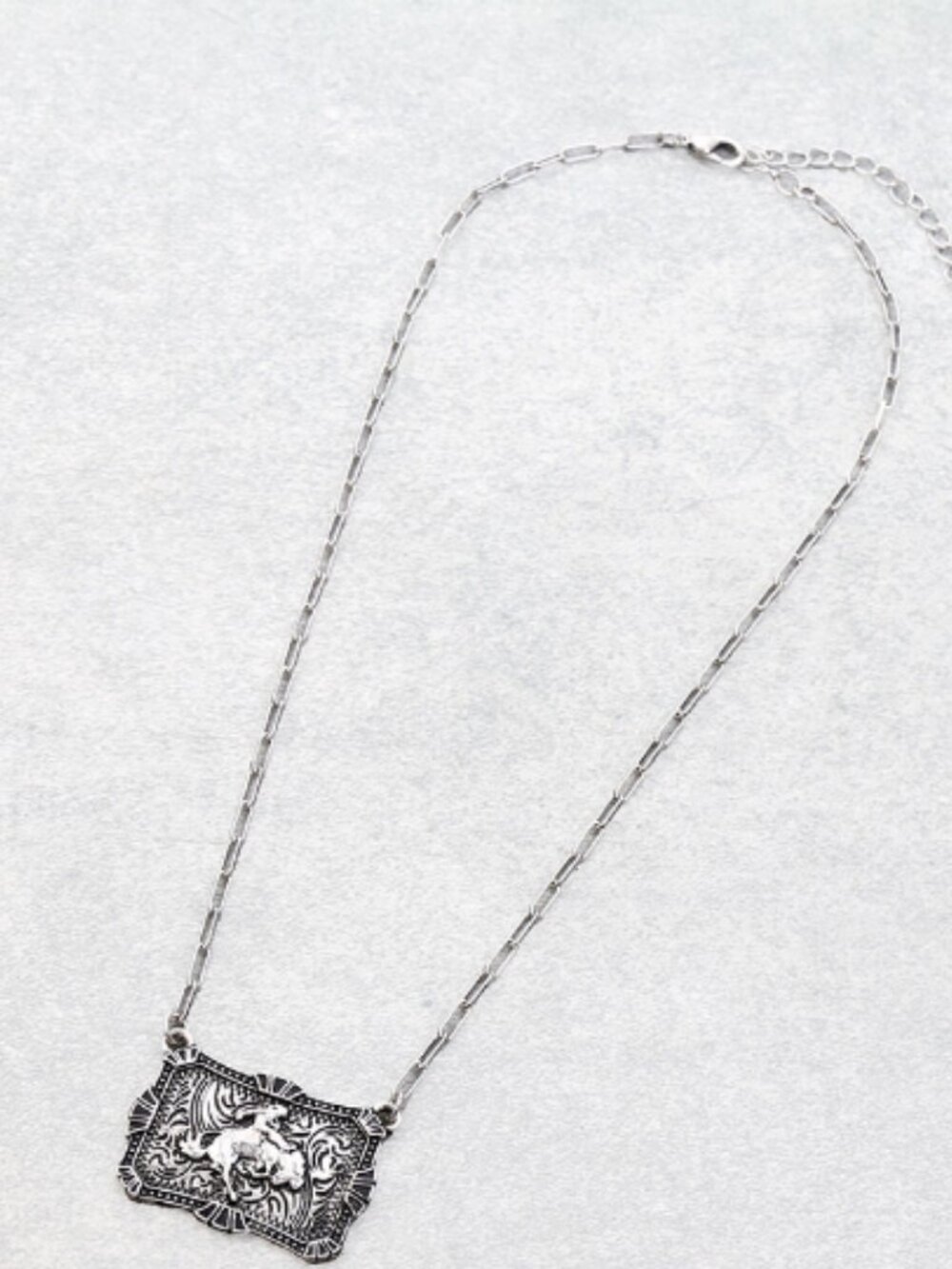 Tipi Western Bronc Rider Rodeo Pendant Necklace - SN0949SB